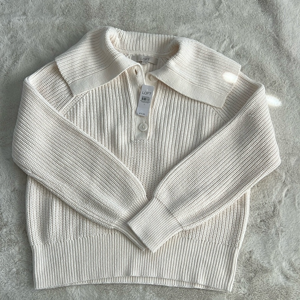 LOFT sweater. Size L, color is ivory. NWT!